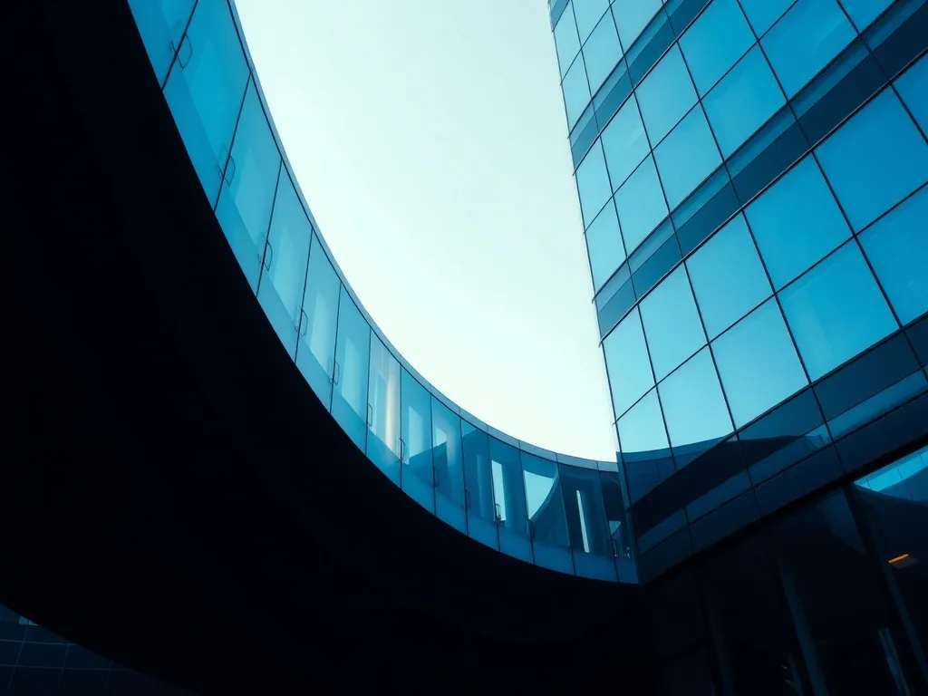 A professional, high-contrast photograph of a modern archite